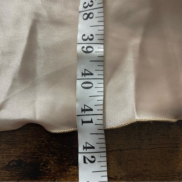 Bebe SATIN COWL NECK SLIP MIDI DRESS in bronze champagne silky retro size medium - Picture 13 of 14